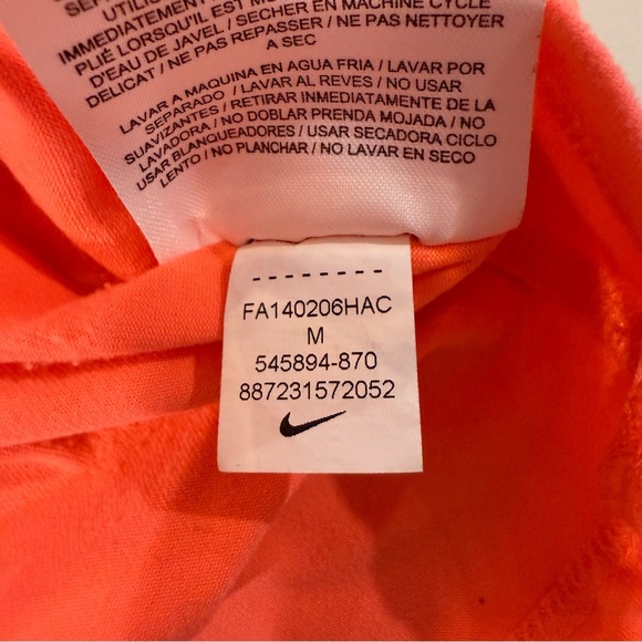 Nike DriFIT Running VNeck Long Sleeve Pullover Hoodie Womens Medium Coral Orange - Picture 10 of 12